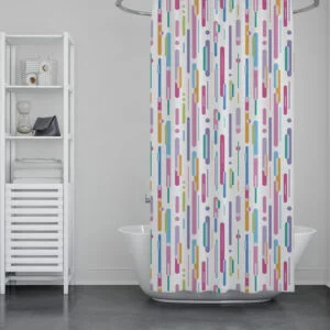 پرده حمام دلفین مدل GU-9385 سایز 180x200سانتی متر