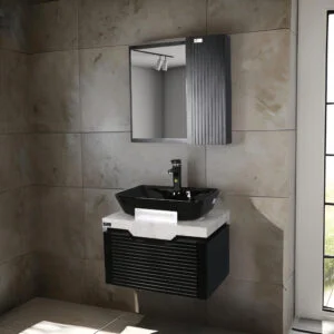 ست کابینت و روشویی دلفین مدل ZND-R19-wbl به همراه آینه و باکس | مشکی | گارانتی اصالت و سلامت فیزیکی کالا