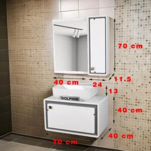 ست کابینت و روشویی دلفین مدل ZND-R12-W به همراه آینه و باکس | سفید | گارانتی اصالت و سلامت فیزیکی کالا