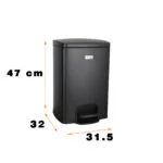 سطل زباله پدالی دلفین مدل Pry-20-ltr-bl | مشکی | گارانتی اصالت و سلامت فیزیکی کالا