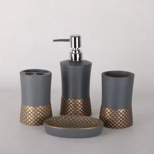 ست سرویس بهداشتی 4 پارچه دلفین مدل 001-Dgr | طوسی فیلی | گارانتی اصالت و سلامت فیزیکی کالا