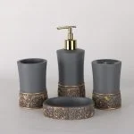 ست سرویس بهداشتی 4 پارچه دلفین مدل 010-Dgr | طوسی فیلی | گارانتی اصالت و سلامت فیزیکی کالا