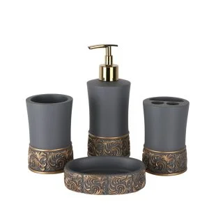 ست سرویس بهداشتی 4 پارچه دلفین مدل 010-Dgr | طوسی فیلی | گارانتی اصالت و سلامت فیزیکی کالا