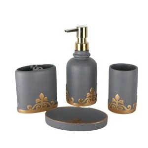 ست سرویس بهداشتی 4 پارچه دلفین مدل 005-Gr | طوسی | گارانتی اصالت و سلامت فیزیکی کالا