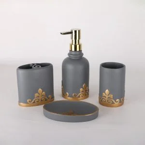 ست سرویس بهداشتی 4 پارچه دلفین مدل 005-Gr | طوسی | گارانتی اصالت و سلامت فیزیکی کالا