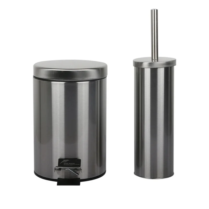 ست سطل زباله و فرچه دلفین مدل 2617-1 ست سطل زباله و فرچه دلفین مدل 2617-1